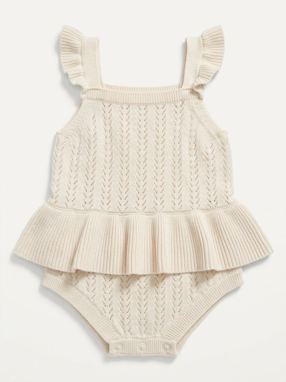 Little Planet Organic Cotton Cream Ruffle Baby Romper Size 6 Months